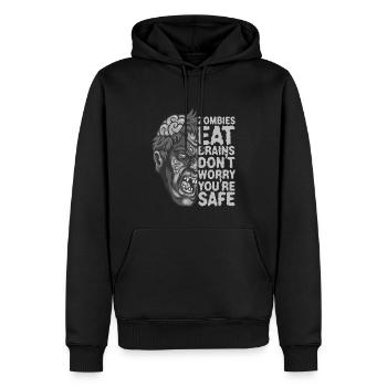 Les zombies mangent la cervelle Ne vous inquiétez pas, vous êtes en sécurité - Sweat à capuche Premium bio Homme - noir - Devant - Nico (187cm)
