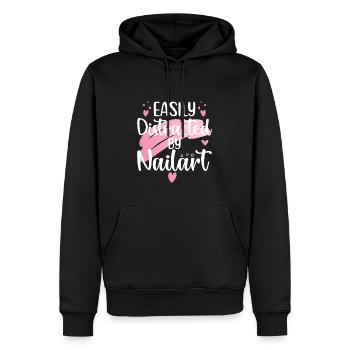 Facilement distrait par le nail art Nail Tech - Sweat à capuche Premium bio Homme - noir - Devant - Nico (187cm)
