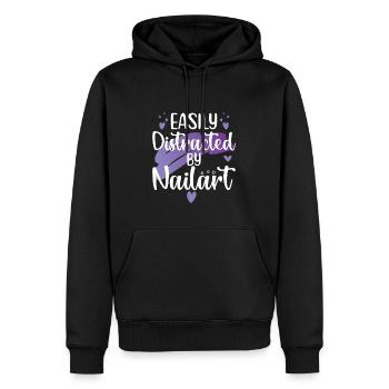 Facilement distrait par le nail art Nail Tech - Sweat à capuche Premium bio Homme - noir - Devant - Nico (187cm)