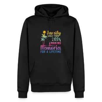 Des vacances en famille pour créer des souvenirs - Sweat à capuche Premium bio Homme - noir - Devant - Nico (187cm)