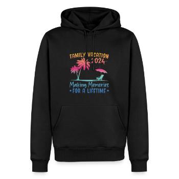 Des vacances en famille pour créer des souvenirs - Sweat à capuche Premium bio Homme - noir - Devant - Nico (187cm)