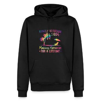 Des vacances en famille pour créer des souvenirs - Sweat à capuche Premium bio Homme - noir - Devant - Nico (187cm)