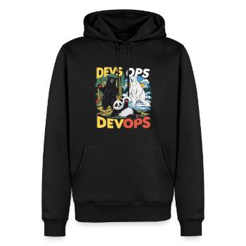 Devops - Männer Premium Bio Hoodie - Schwarz - Vorne - Nico (187cm)