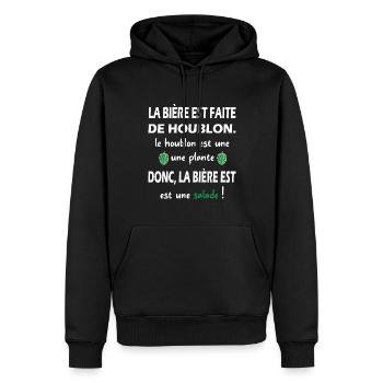 La bière est faite de houblon t-shirt homme - Sweat à capuche Premium bio Homme - noir - Devant - Nico (187cm)
