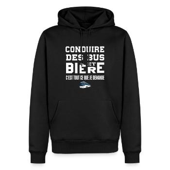 Conduire des bus et bière t-shirt homme humour - Sweat à capuche Premium bio Homme - noir - Devant - Nico (187cm)