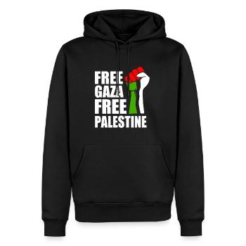 Free palestine - Sweat à capuche Premium bio Homme - noir - Devant - Nico (187cm)
