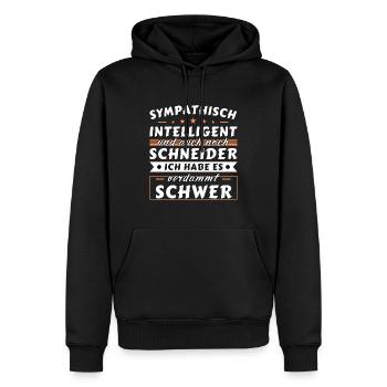 Sympathisch und intelligent - Schneider Edition - Männer Premium Bio Hoodie - Schwarz - Vorne - Nico (187cm)