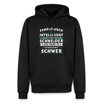 Sympathisch und intelligent - Schneider Edition - Männer Premium Bio Hoodie - Schwarz - Vorne - Nico (187cm)