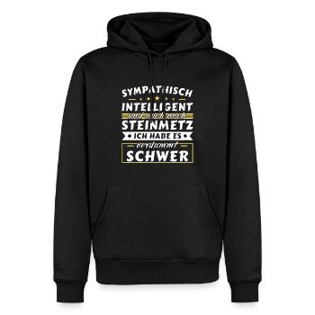 Sympathisch und intelligent - Steinmetz Edition - Männer Premium Bio Hoodie - Schwarz - Vorne - Nico (187cm)