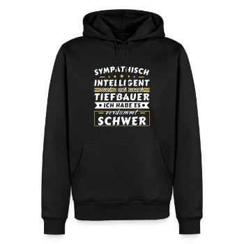 Sympathisch und intelligent - Tiefbauer Edition - Männer Premium Bio Hoodie - Schwarz - Vorne - Nico (187cm)