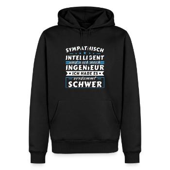 Sympathisch und intelligent - Ingenieur Edition - Männer Premium Bio Hoodie - Schwarz - Vorne - Nico (187cm)