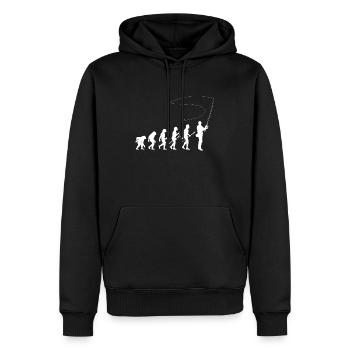 Evolutionsfischen, Darwin, Fischer, Humor, Geschenk - Männer Premium Bio Hoodie - Schwarz - Vorne - Nico (187cm)