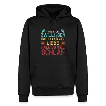 Vater von Zwillingen eineiige zweieiige Geschenk - Männer Premium Bio Hoodie - Schwarz - Vorne - Nico (187cm)