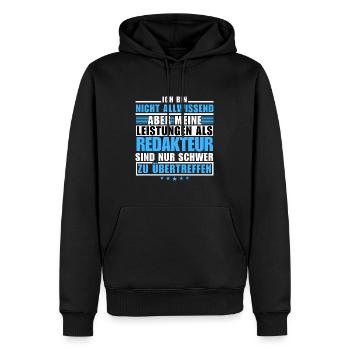 Unübertroffene Leistung als Redakteur - Männer Premium Bio Hoodie - Schwarz - Vorne - Nico (187cm)
