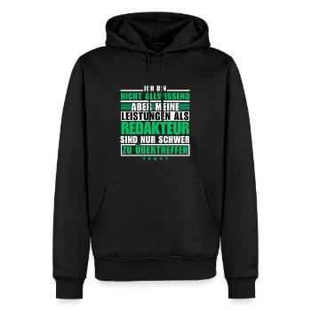 Unübertroffene Leistung als Redakteur - Männer Premium Bio Hoodie - Schwarz - Vorne - Nico (187cm)