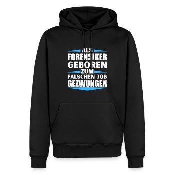 Forensiker im falschen Job gelandet - Männer Premium Bio Hoodie - Schwarz - Vorne - Nico (187cm)