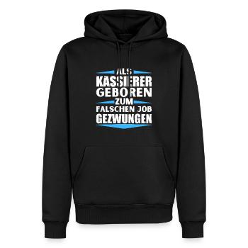 Kassierer im falschen Job gelandet - Männer Premium Bio Hoodie - Schwarz - Vorne - Nico (187cm)