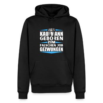 Kaufmann im falschen Job gelandet - Männer Premium Bio Hoodie - Schwarz - Vorne - Nico (187cm)