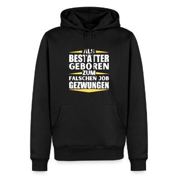 Bestatter im falschen Job gelandet - Männer Premium Bio Hoodie - Schwarz - Vorne - Nico (187cm)