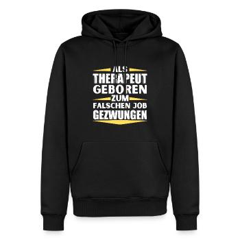 Therapist landed in the wrong job - Men’s Premium Organic Hoodie - black - Front - Nico (187cm)