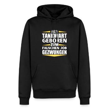 Tankwart im falschen Job gelandet - Männer Premium Bio Hoodie - Schwarz - Vorne - Nico (187cm)