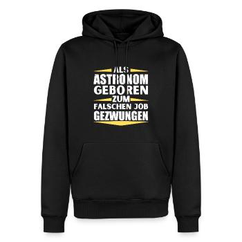 L’astronome s’est trompé de poste - Sweat à capuche Premium bio Homme - noir - Devant - Nico (187cm)
