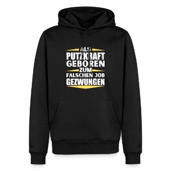 Cleaner landed in the wrong job - Men’s Premium Organic Hoodie - black - Front - Nico (187cm)