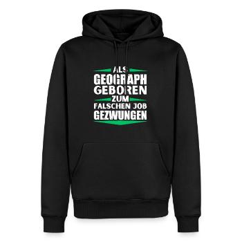 Geographer landed in the wrong job - Men’s Premium Organic Hoodie - black - Front - Nico (187cm)