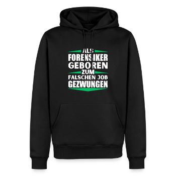 Forensiker im falschen Job gelandet - Männer Premium Bio Hoodie - Schwarz - Vorne - Nico (187cm)
