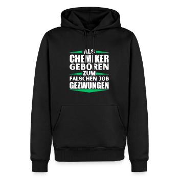 Chemiker im falschen Job gelandet - Männer Premium Bio Hoodie - Schwarz - Vorne - Nico (187cm)