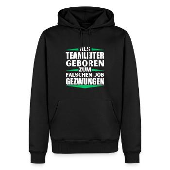Team leader landed in the wrong job - Men’s Premium Organic Hoodie - black - Front - Nico (187cm)