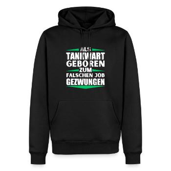 Tankwart im falschen Job gelandet - Männer Premium Bio Hoodie - Schwarz - Vorne - Nico (187cm)
