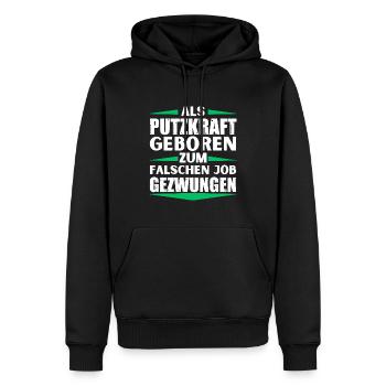Cleaner landed in the wrong job - Men’s Premium Organic Hoodie - black - Front - Nico (187cm)