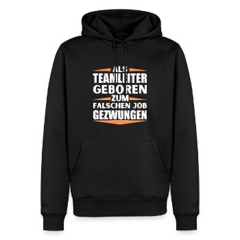Teamleiter im falschen Job gelandet - Männer Premium Bio Hoodie - Schwarz - Vorne - Nico (187cm)