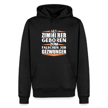 Zimmerer im falschen Job gelandet - Männer Premium Bio Hoodie - Schwarz - Vorne - Nico (187cm)