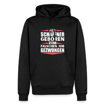 Schaffner im falschen Job gelandet - Männer Premium Bio Hoodie - Schwarz - Vorne - Nico (187cm)