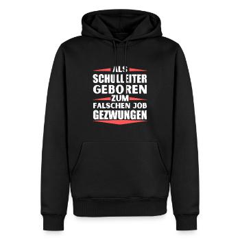 Schulleiter im falschen Job gelandet - Männer Premium Bio Hoodie - Schwarz - Vorne - Nico (187cm)