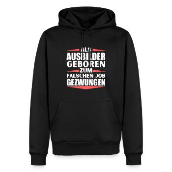 Ausbilder im falschen Job gelandet - Männer Premium Bio Hoodie - Schwarz - Vorne - Nico (187cm)