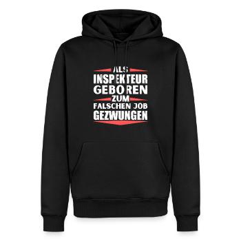 Inspekteur im falschen Job gelandet - Männer Premium Bio Hoodie - Schwarz - Vorne - Nico (187cm)