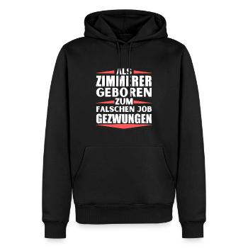 Zimmerer im falschen Job gelandet - Männer Premium Bio Hoodie - Schwarz - Vorne - Nico (187cm)
