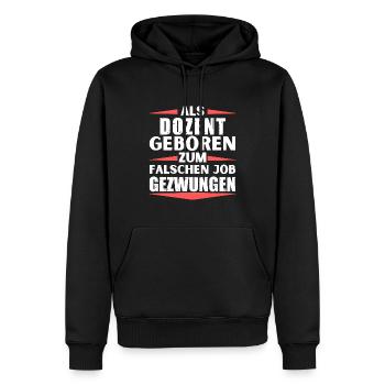 Dozent im falschen Job gelandet - Männer Premium Bio Hoodie - Schwarz - Vorne - Nico (187cm)