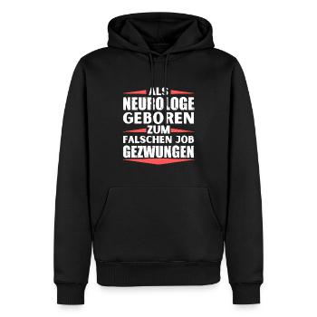 Neurologe im falschen Job gelandet - Männer Premium Bio Hoodie - Schwarz - Vorne - Nico (187cm)