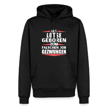 Lotse im falschen Job gelandet - Männer Premium Bio Hoodie - Schwarz - Vorne - Nico (187cm)