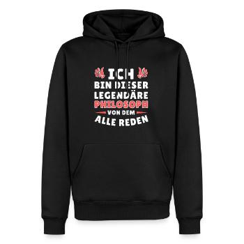 Ich bin dieser legendäre Philosoph - Männer Premium Bio Hoodie - Schwarz - Vorne - Nico (187cm)