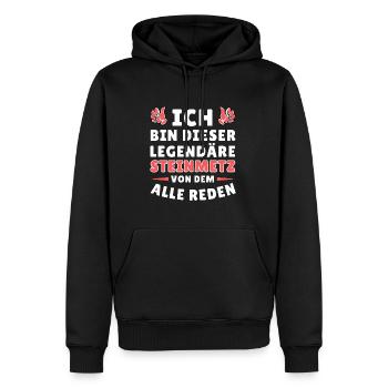 Ich bin dieser legendäre Steinmetz - Männer Premium Bio Hoodie - Schwarz - Vorne - Nico (187cm)