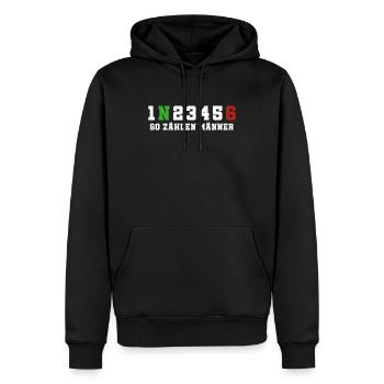 1n23456 Motorrad Gangschaltung Motorradfahrer - Männer Premium Bio Hoodie - Schwarz - Vorne - Nico (187cm)