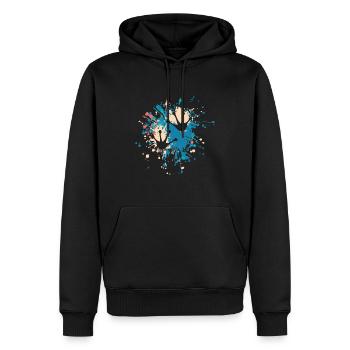 Frog Footprint Color Splash - Männer Premium Bio Hoodie - Schwarz - Vorne - Nico (187cm)