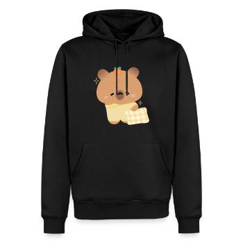 Capybara endormi - Sweat à capuche Premium bio Homme - noir - Devant - Nico (187cm)