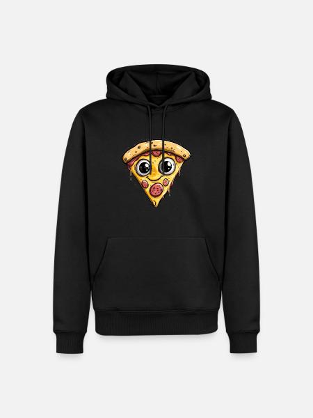 Fröhliches Pizza-Stück - Männer Premium Bio Hoodie - Schwarz