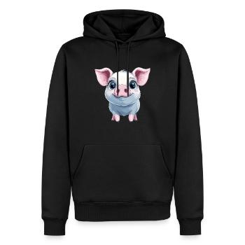 Cochon rose heureux - Sweat à capuche Premium bio Homme - noir - Devant - Nico (187cm)